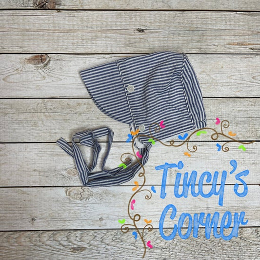 Boy's Navy Seersucker Bonnet