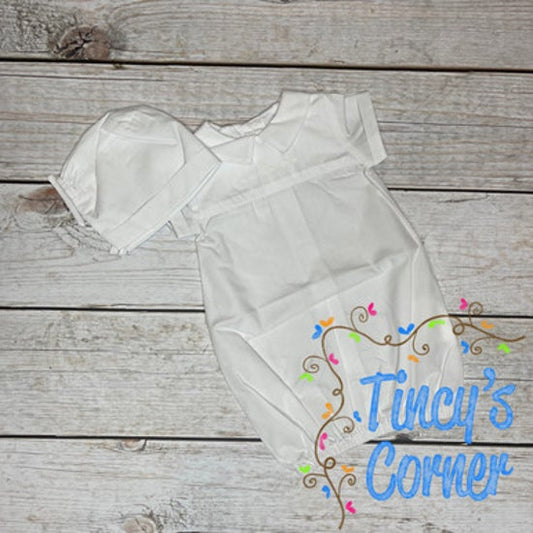 Boy's Cross White Infant Gown W/Cap