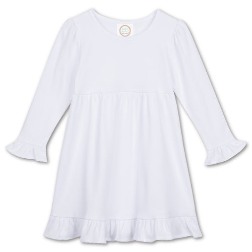 Girl's LS Empire Waist Ruffle Dress