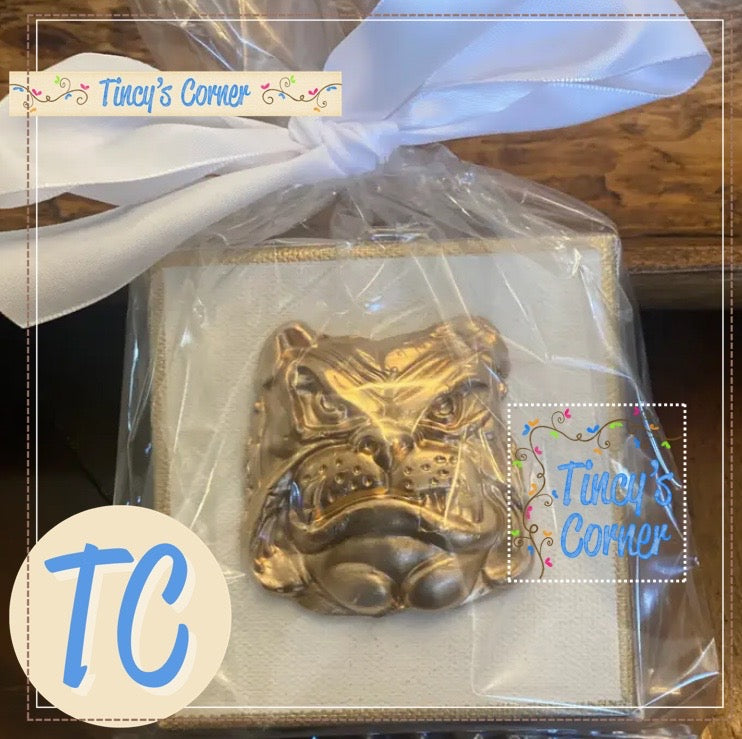 Gold Gilded Bulldog Head Canvas