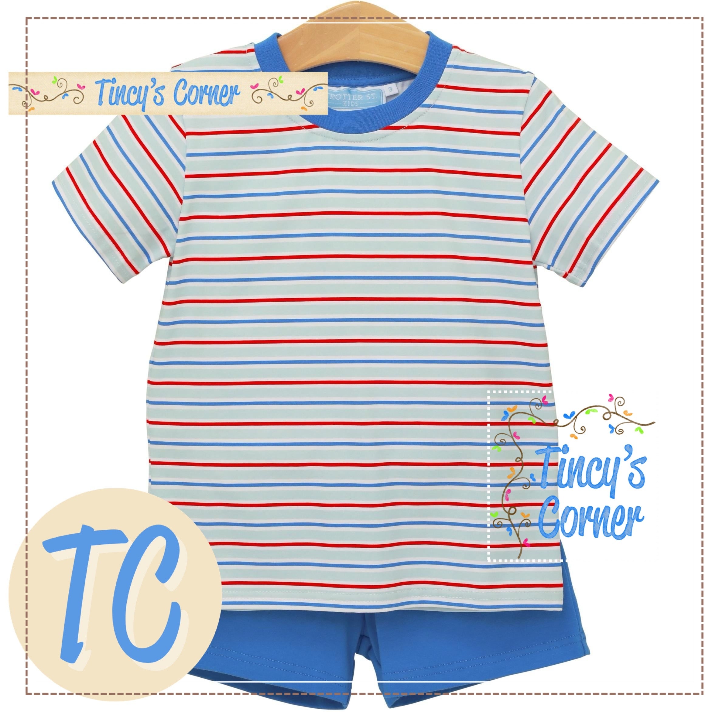 Patriotic Stripe Short Set