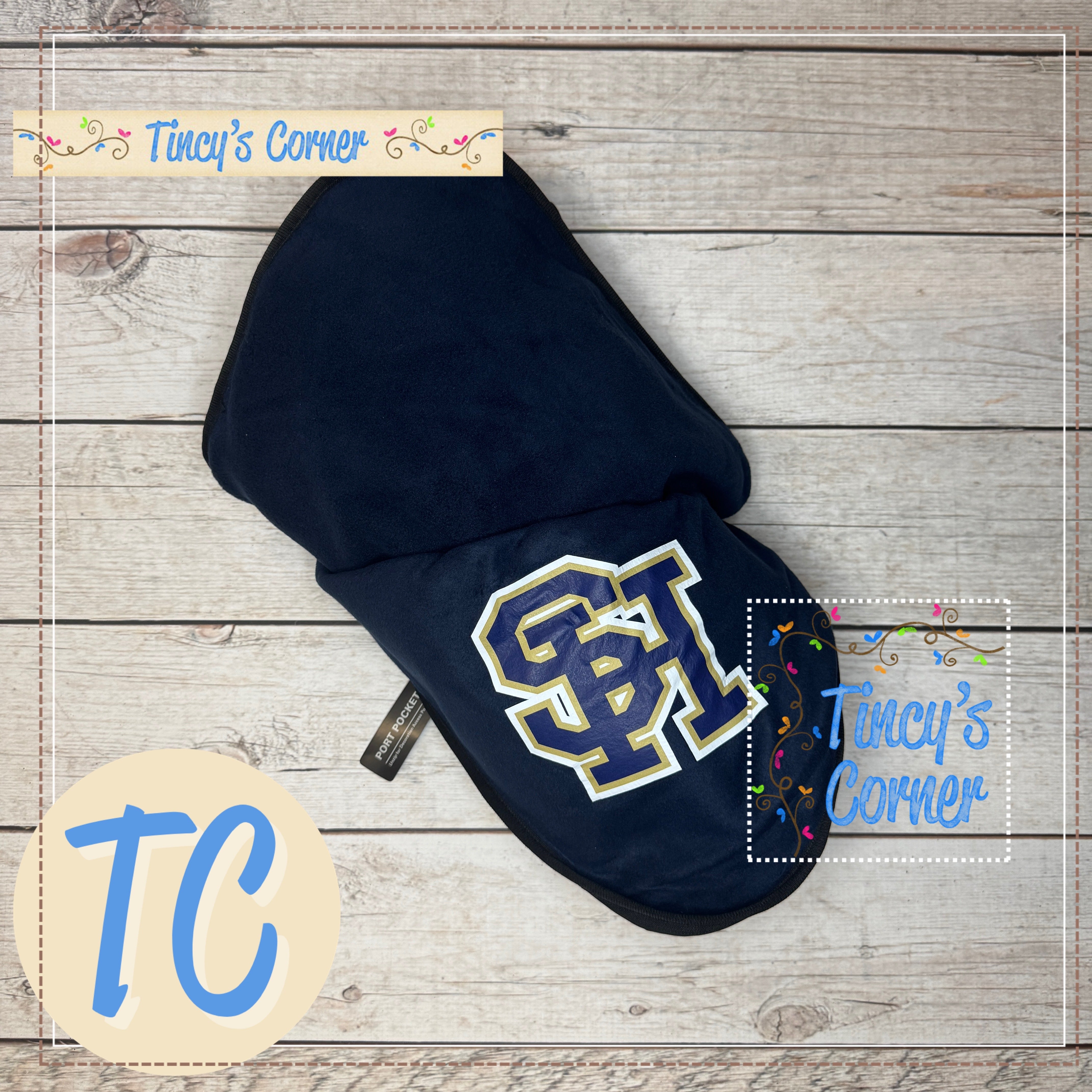 Fleece & Poly Travel Blanket w/Strap