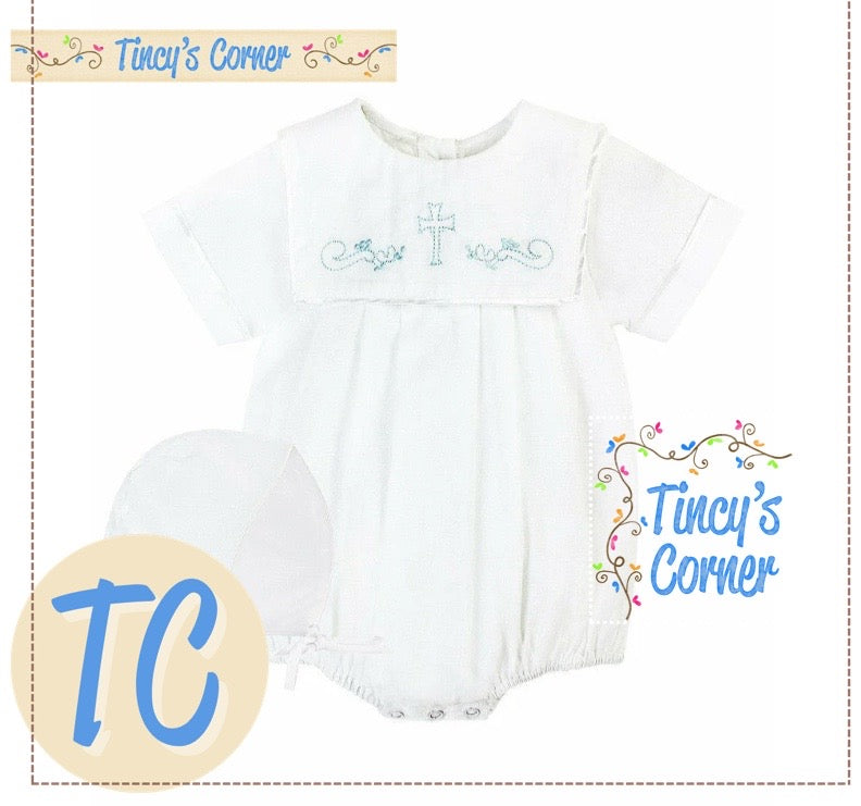 Embroidered Cross Christening Bubble