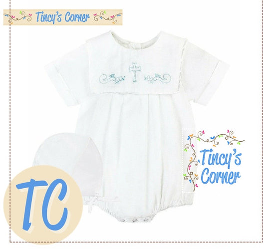 Embroidered Cross Christening Bubble