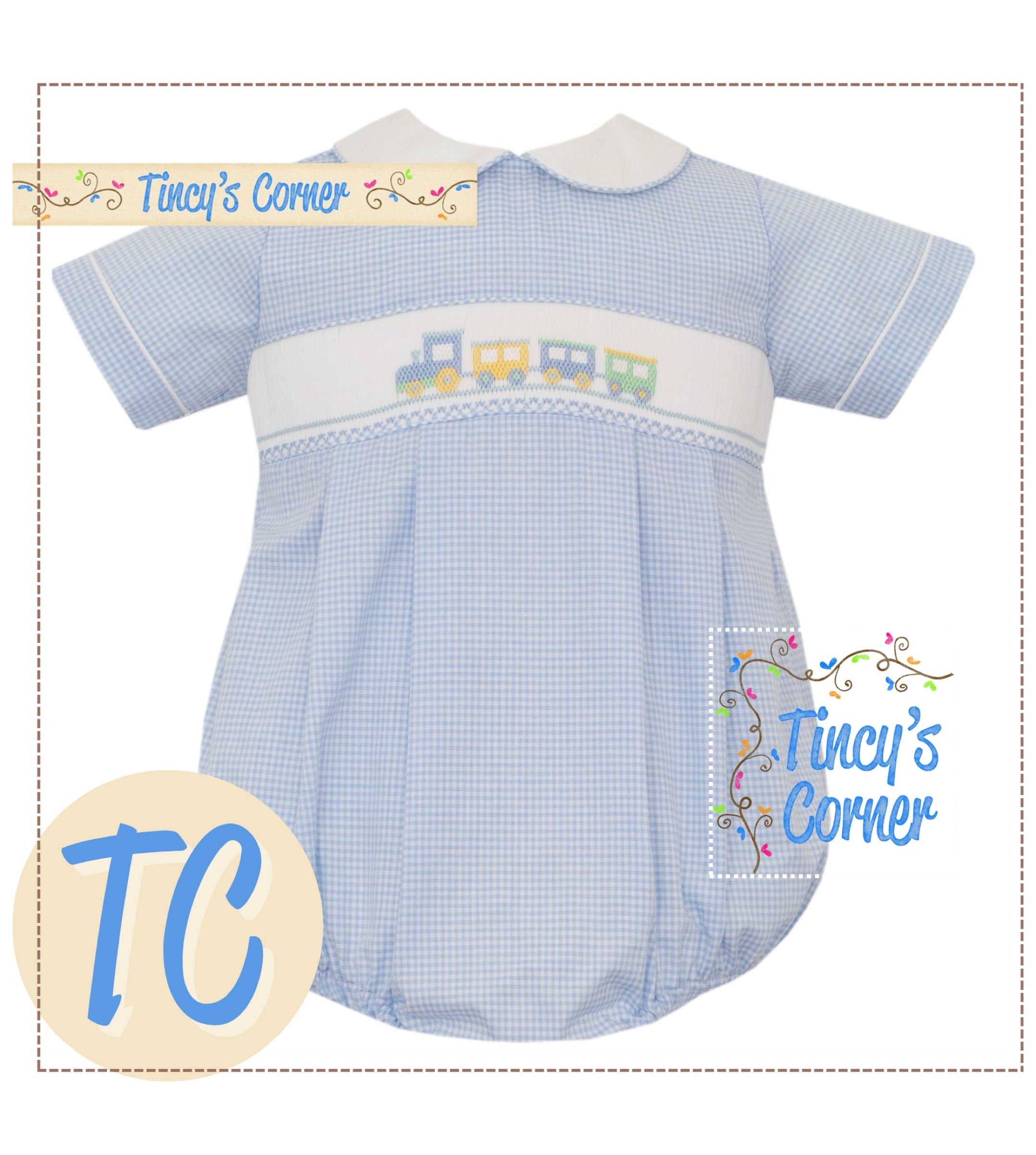 Train Gingham Bubble