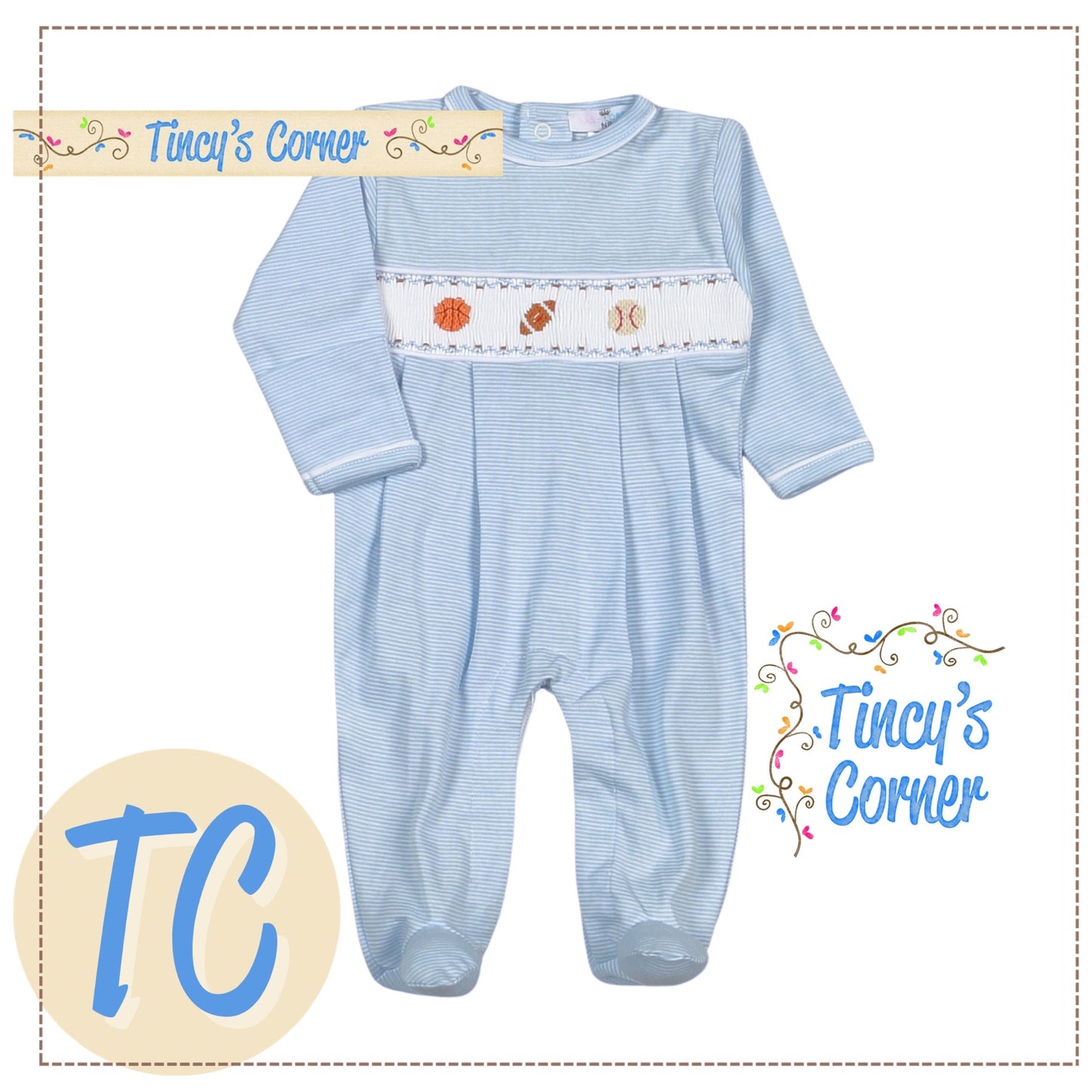 Sports Smocked Footie