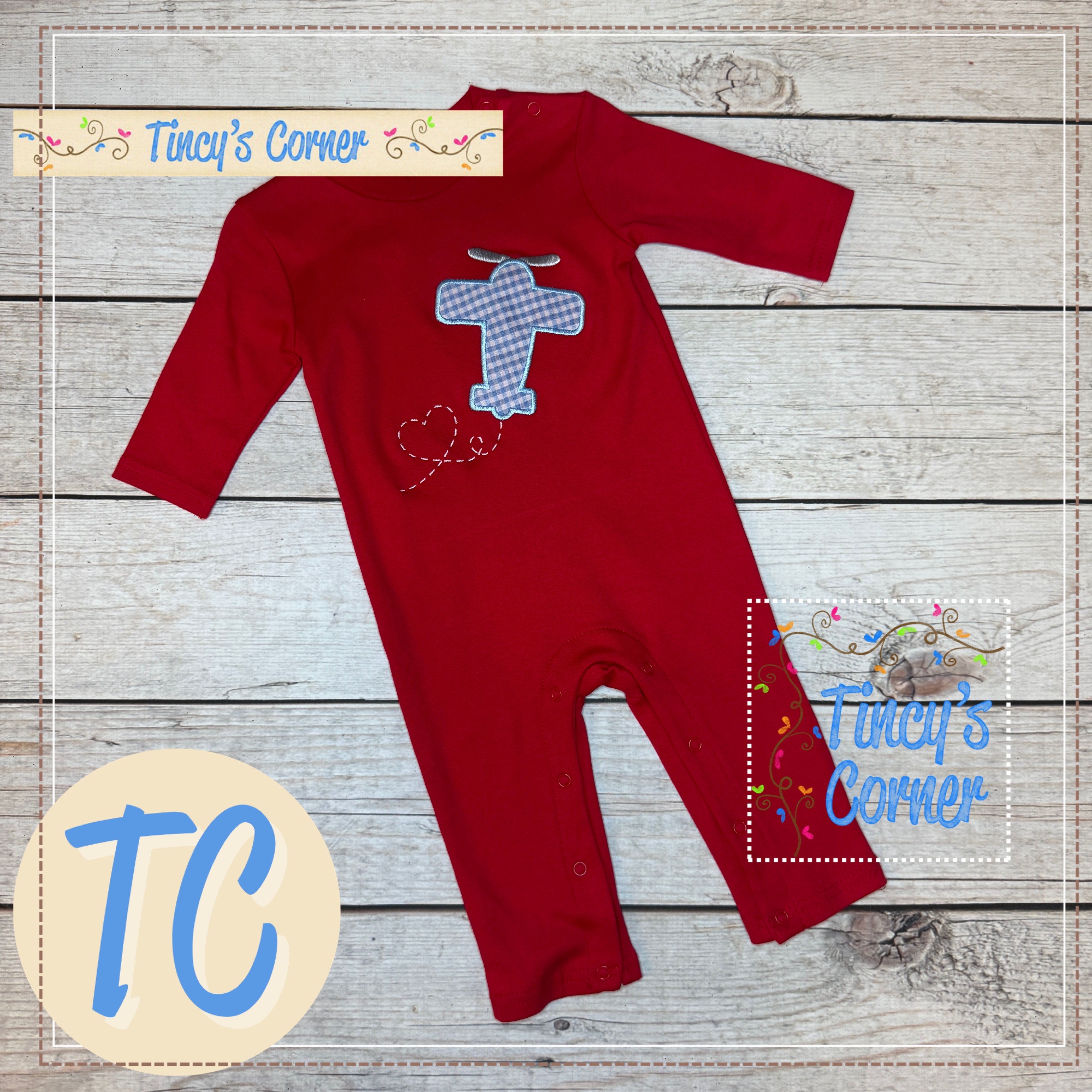Airplane Heart LS Romper