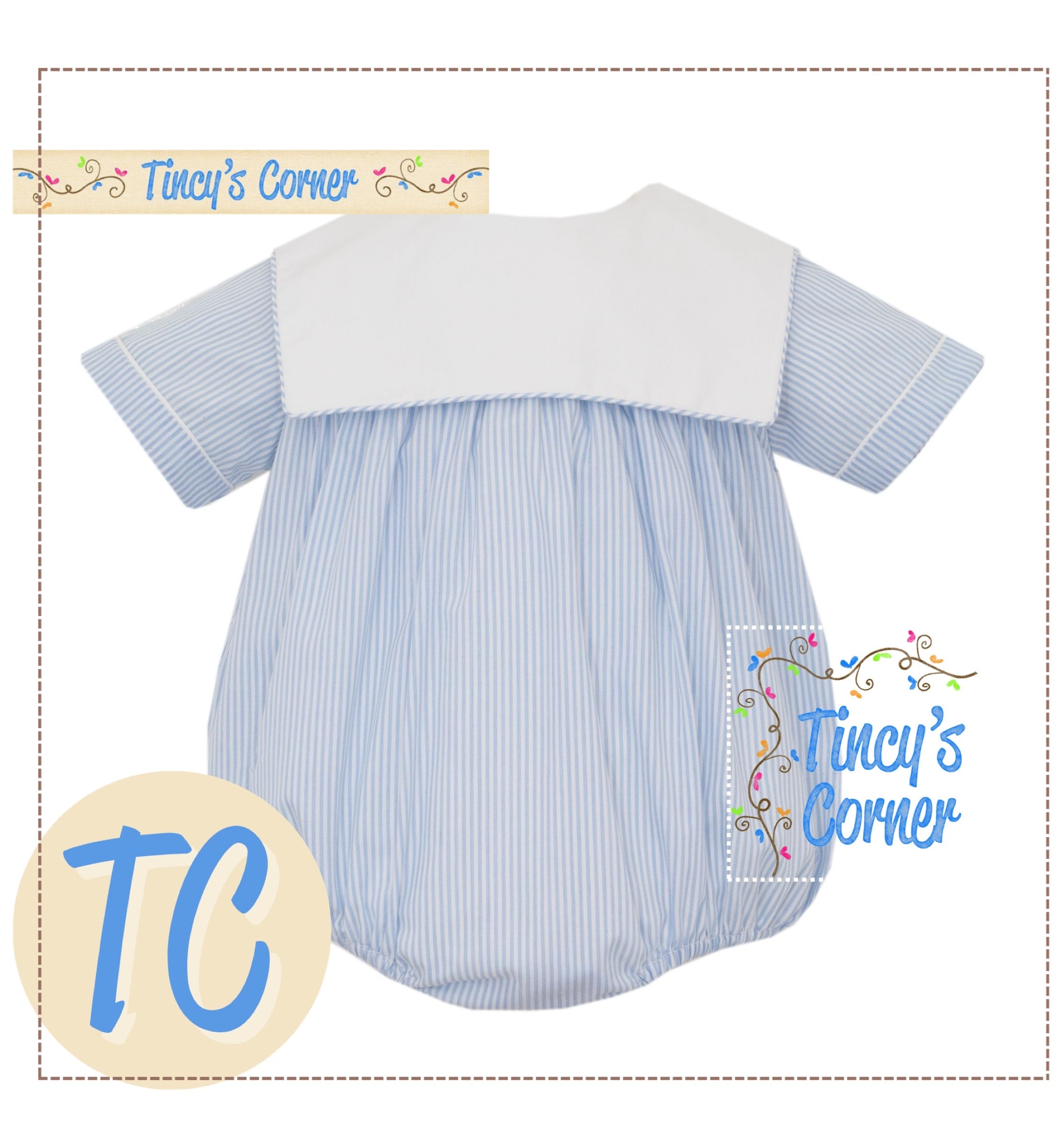 Stripe Bubble w/White Collar