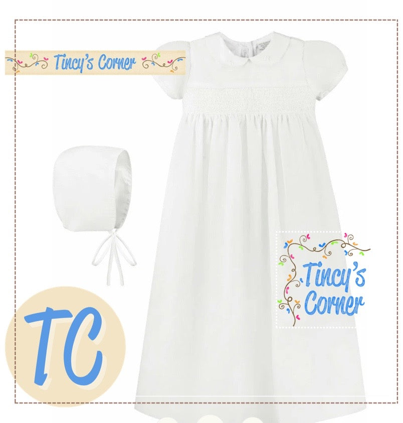 Smocked Cross Christening Gown