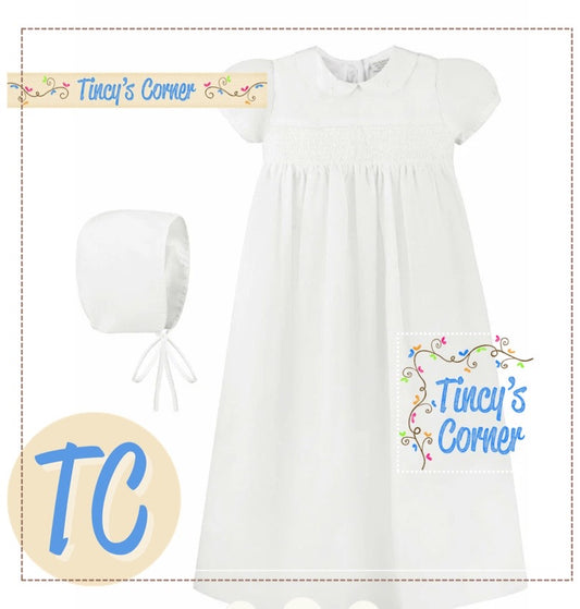 Smocked Cross Christening Gown