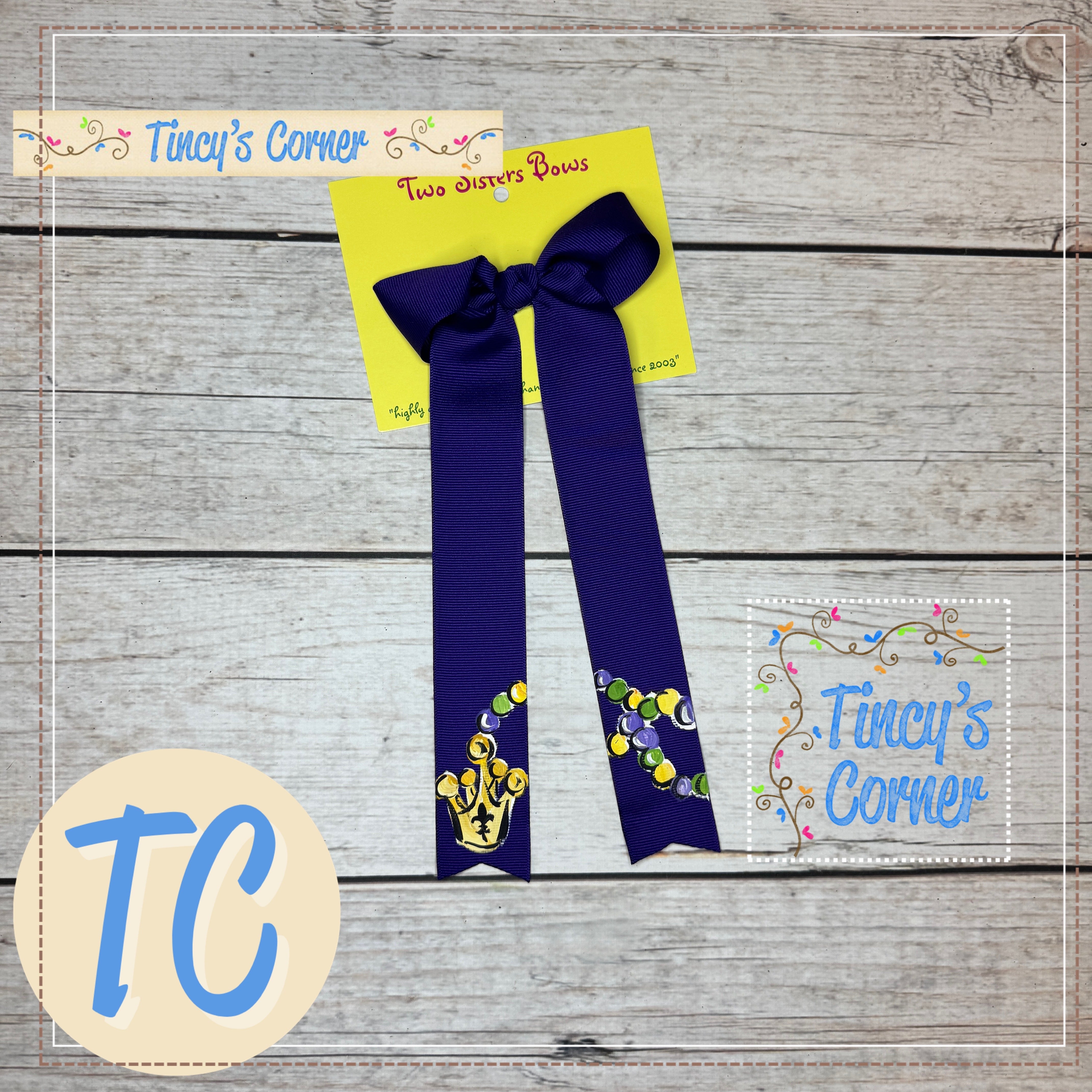 Crown Beads Purple LT Hair Bow