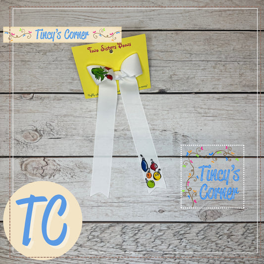 Grinchy Ornaments White LT Hair Bow