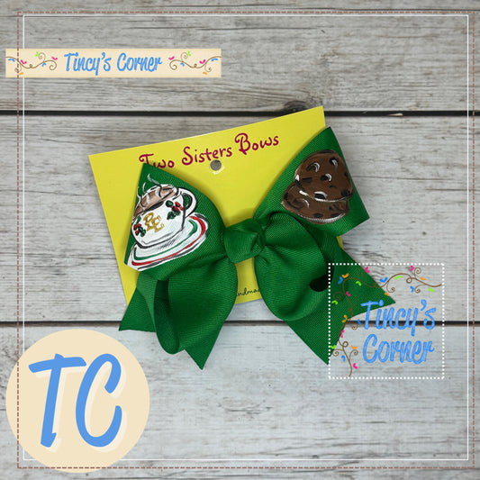 Polar Express Cookie Green Hair Bow