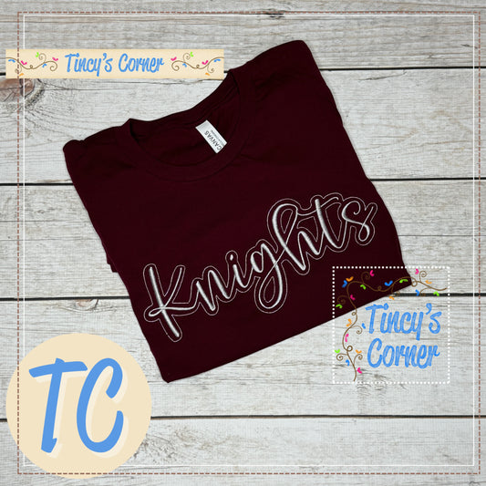 Knights Script Embroidery T-Shirt