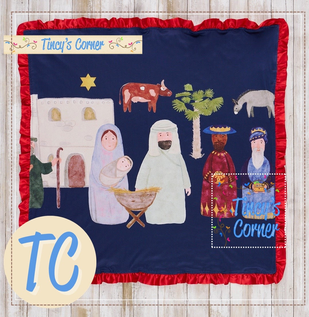 Nativity Ruffle Minky Blanket