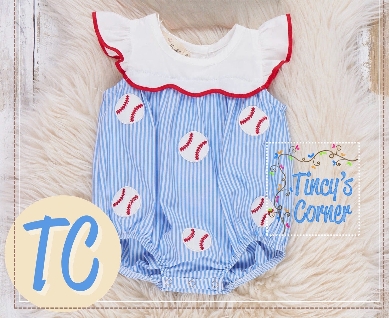 Dugout Ball Striped Ruffle Bubble