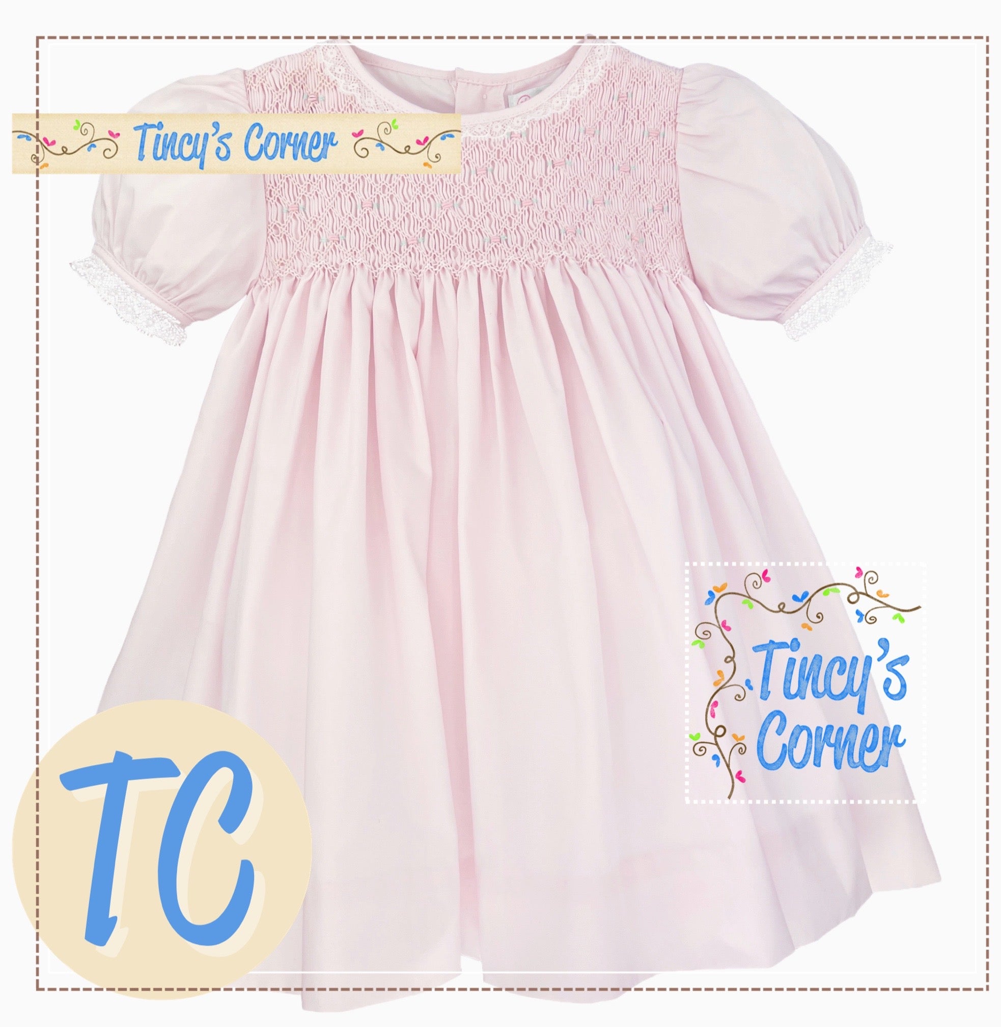 Smocked Dress w/French Lace