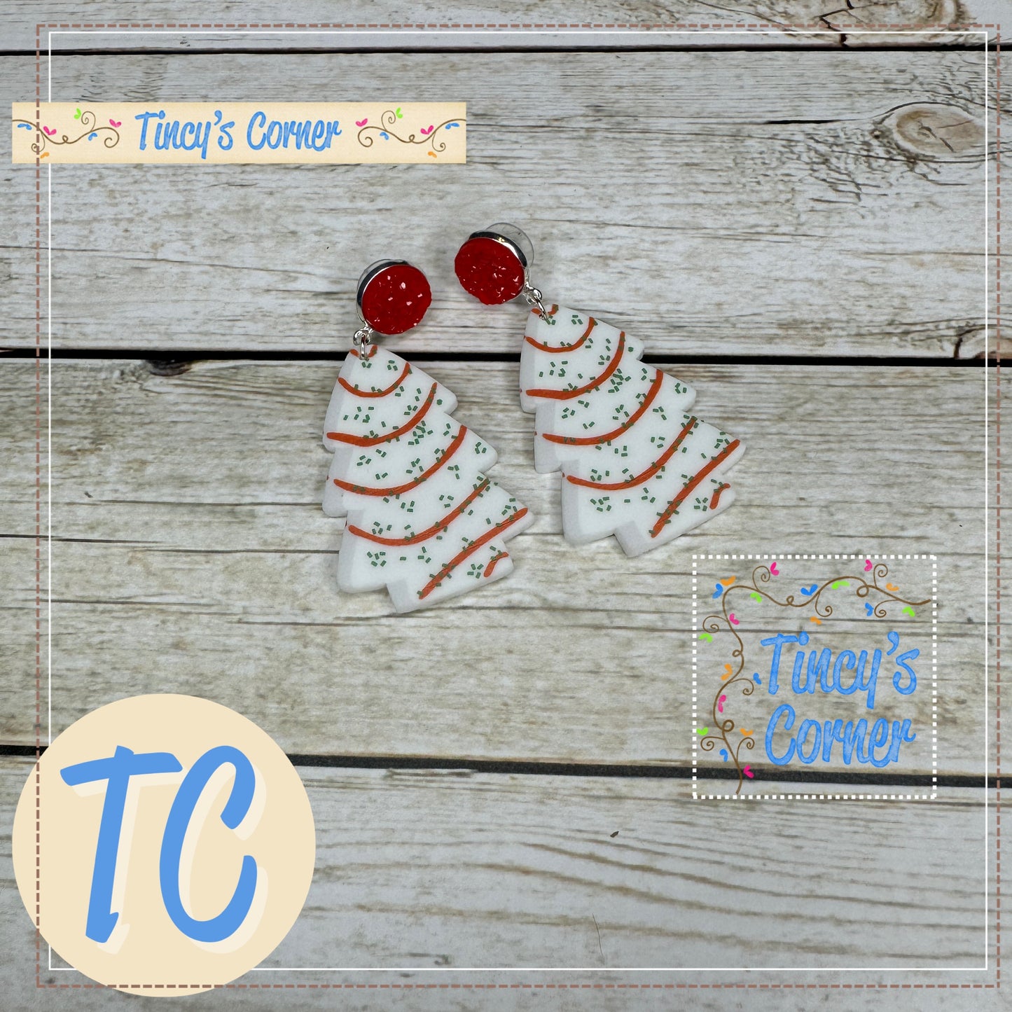 Christmas Tree Cake Earrings