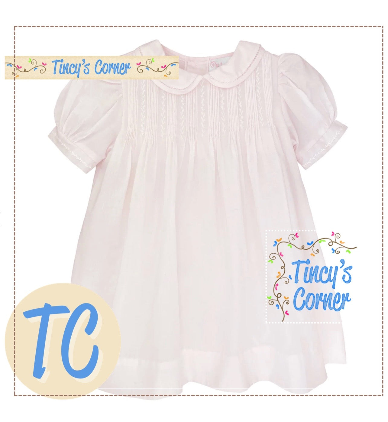 Dress w/Hand Feather Stitching