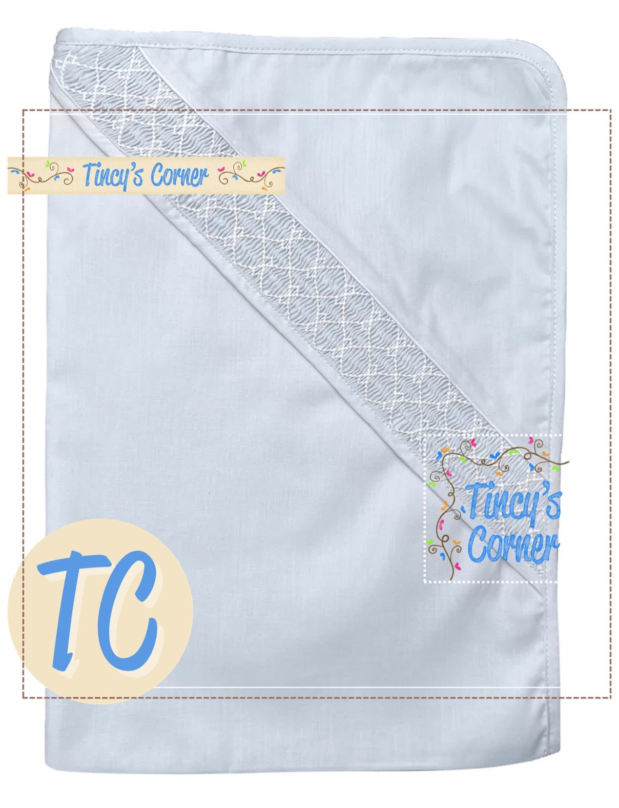 Lt. Blue Neutral Smocked Blanket