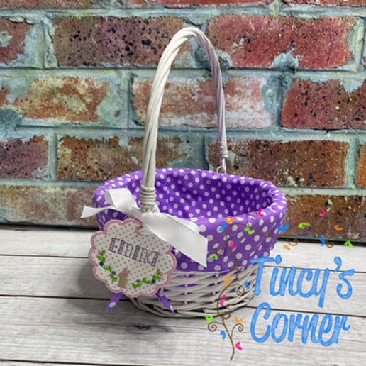 Floral Rabbit Scallop Bag Tag