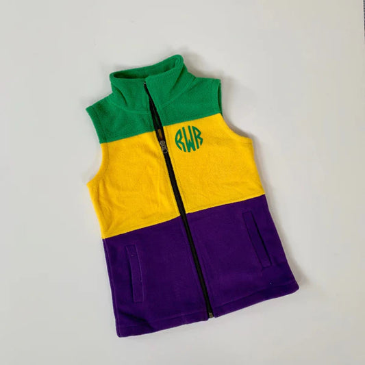 Adult Mardi Gras Fleece Vest