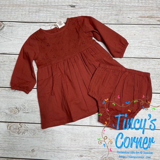 Girl's Infant Eyelet Dress with Bloomers WINE -114