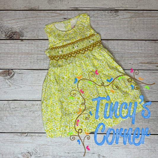 Lemon Sunflower Smocked Dress