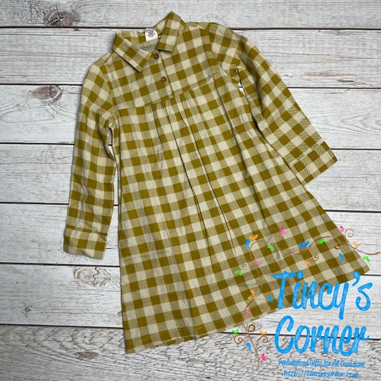 Buffalo Plaid  Mustard Shirt Dress -114