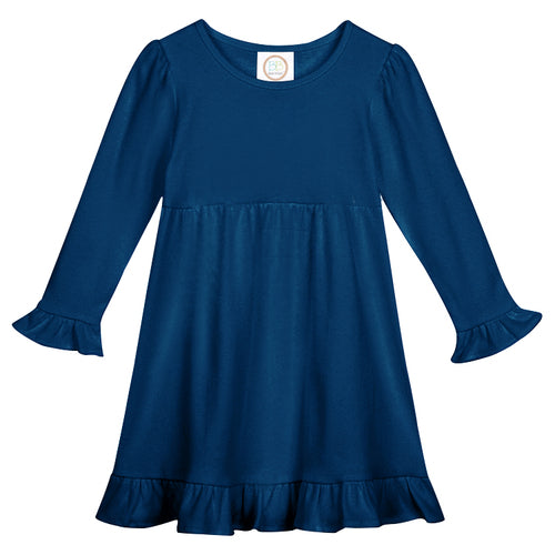 Girl's LS Empire Waist Ruffle Dress