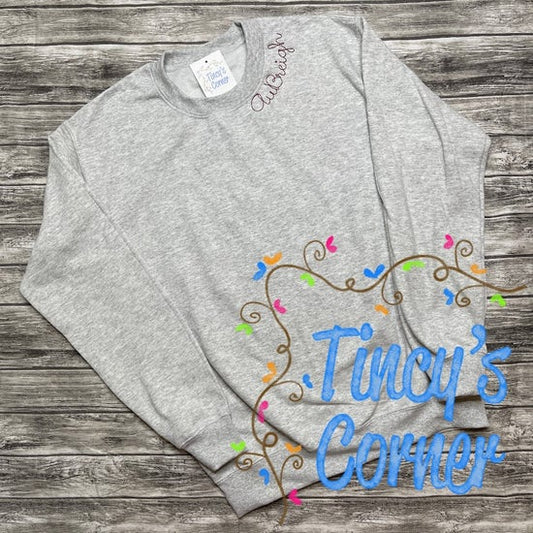 Name at Crew Neck Embroidery Sweatshirt