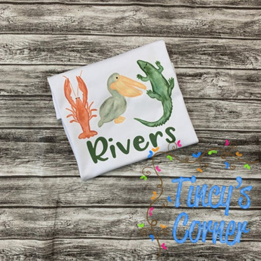 Crawfish Pelican Alligator Boy T-Shirt