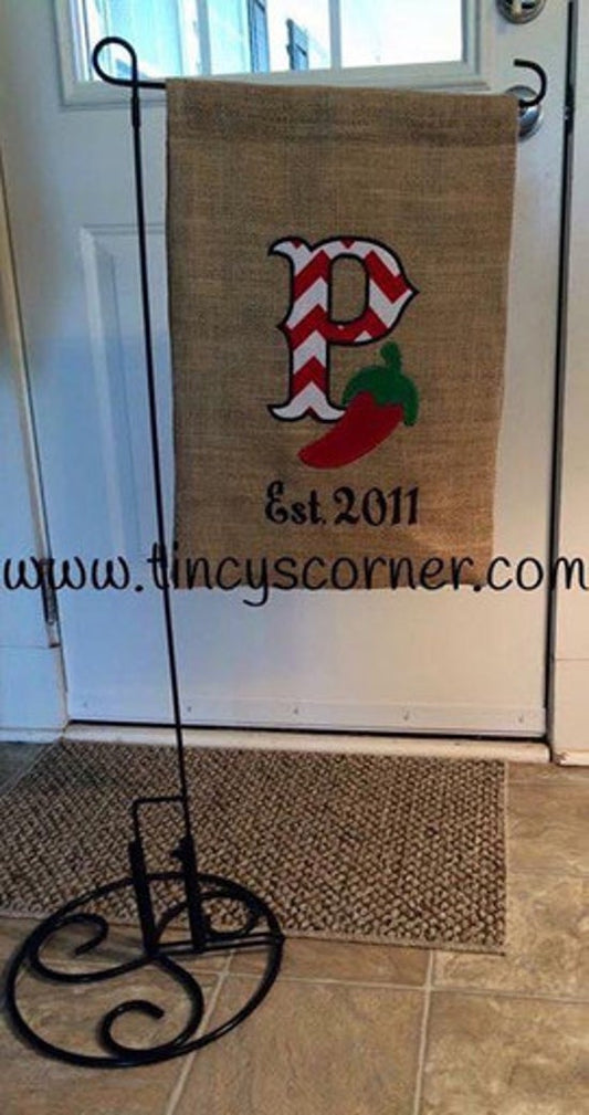 Carnival Initial w/Chili Pepper Garden Flag