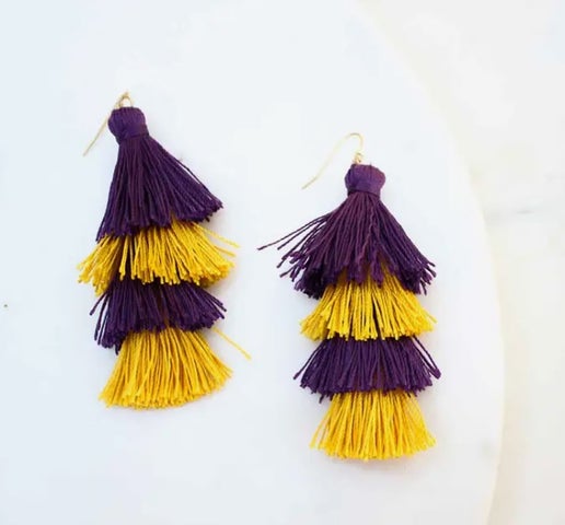 Spirit Tassel Earrings Purple/Yellow