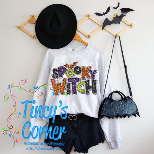 Spooky Witch Faux Glitter T-Shirt/Sweatshirt