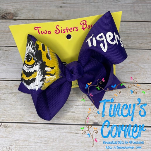 Tiger Eye Purple Hair Bow