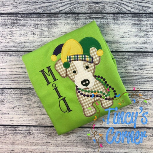 Mardi Gras Jester Pup Applique T-Shirt