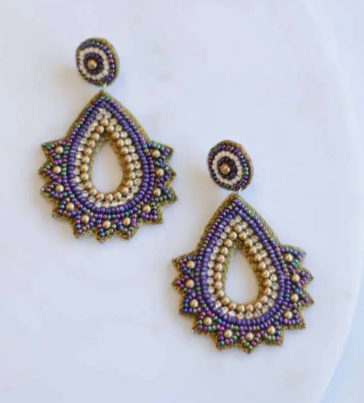 Bon Temps Earrings Purple/Green/Gold