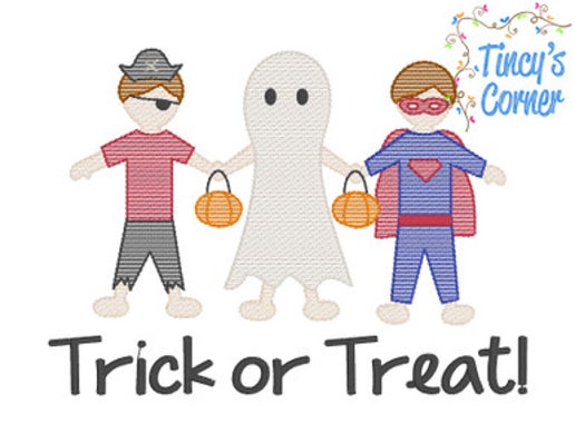 Trick or Treat Boy Embroidery T-Shirt