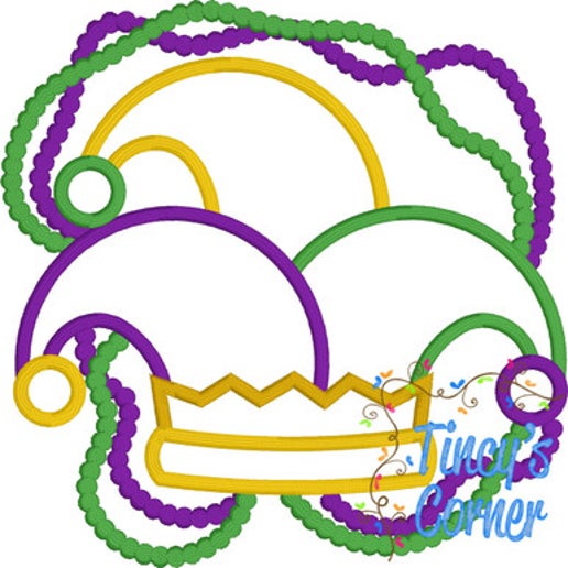 Mardi Gras Jester with Beads Applique T-Shirt