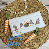 Scratchy Bunnies with Basket of Eggs Embroidery T-Shirt
