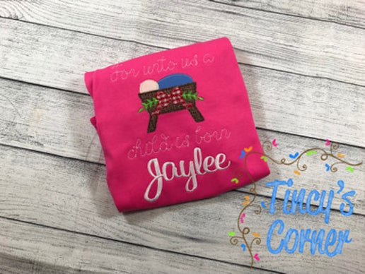 For Unto Us a Child is Born Applique T-Shirt