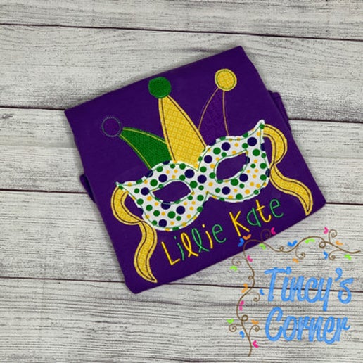 Mardi Gras Mask Applique T-Shirt