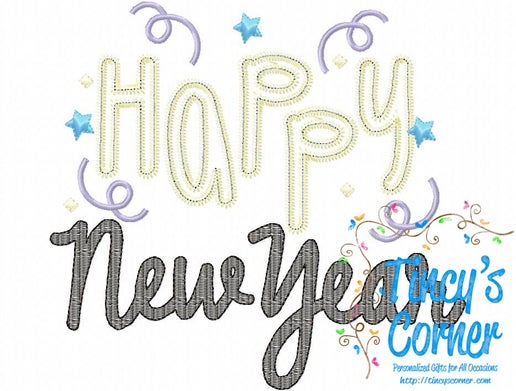 Happy New Year Applique T-Shirt