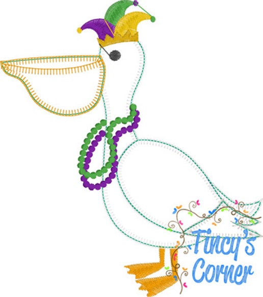 Mardi Gras Pelican Applique T-Shirt