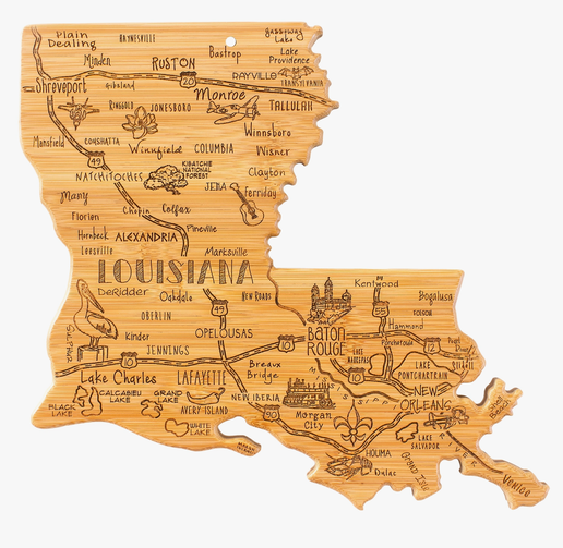 Destination Louisiana State-Shaped Serving & Cutting Board