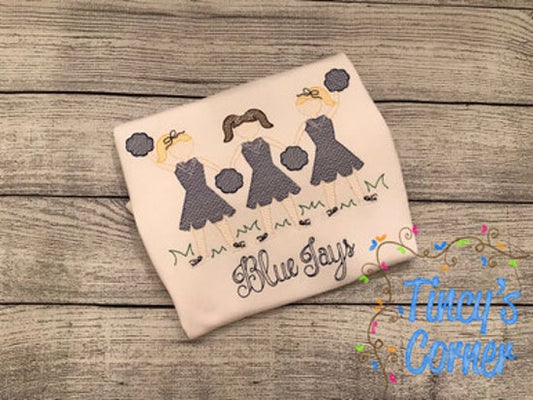 Cheerleader Trio Embroidery T-Shirt