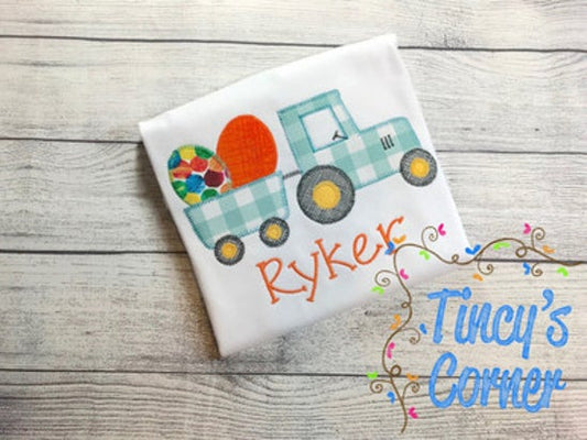 Easter Egg Tractor Applique T-Shirt