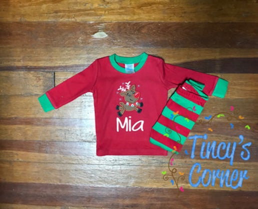 Jumping Reindeer Applique T-Shirt
