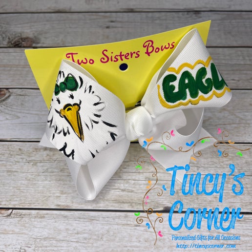 Eagles White Hair Bow